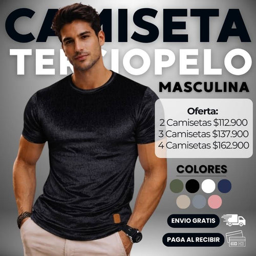 CAMISETA DE TERCIOPELO MASCULINA PACK de 2 (LLEVA PACK de 3 Y 4)